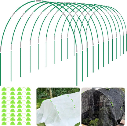 72Pcs Garden Hoops for Raised Beds Wide, 12 Sets of 8Ft Greenhouse Hoops Grow Tunnel, Rust-Free Fiberglass Hoops Frame for Row Cover Netting Shade Cloth DIY Garden Stakes Supplies