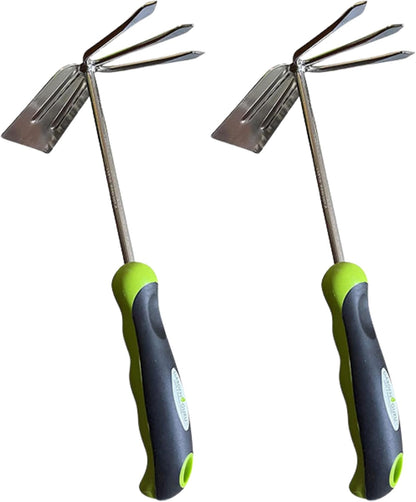 Hand Cultivator Rake Hoe Tiller Tool - Stainless Steel for Ultimate Strength - Rust Resistant - Ergonomic Handle - Great for Gardening Cultivating Loosening Weeding