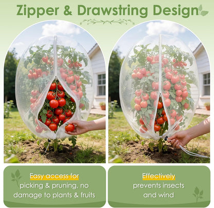 4PCS Insect Bird Barrier Mesh with Zipper Drawstring Blueberry Bush Netting