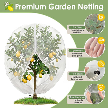 4PCS Insect Bird Barrier Mesh with Zipper Drawstring Blueberry Bush Netting