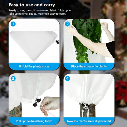 47" h x 32" w Plant Covers Freeze Protection -Reusable Tree wrap for Outdoor Plants,Cloths with Santa Claus Print, Zipper and Drawstring for Winter Frost Cloths for Outdoor Plants & Fruit Treesr-2Pack