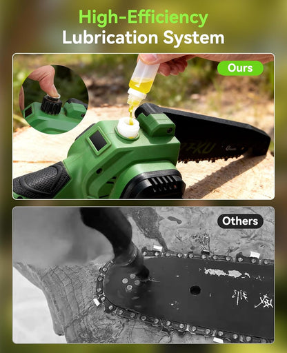 Electric Pole Saws for Tree Trimming: 6 Inch Mini Chainsaw Cordless with Extension Pole, 2x4000mAh Batteries, 21V Brushless Pole Saw Battery Powered Tree Trimmer 16 Ft reach Limb