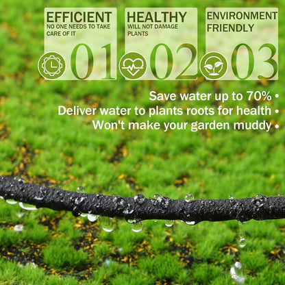 1/4 Inch Soaker Hose Irrigation Hose Drip Hose for Garden Heavy Duty Drip Irrigation Tubing with Hose Connector Set or Watering Planters Flower Vegetable Lawn Yard Landscaping, Black (100 ft)