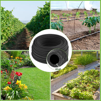 1/4 Inch Soaker Hose Irrigation Hose Drip Hose for Garden Heavy Duty Drip Irrigation Tubing with Hose Connector Set or Watering Planters Flower Vegetable Lawn Yard Landscaping, Black (100 ft)
