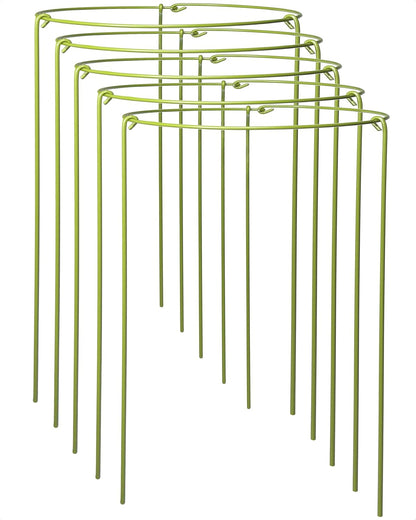 5-Pack Heavy Duty Plant Support Stakes, Metal Plant Ring Cages for Indoor Outdoor Plants, Adjustable Garden Stakes for Orchids, Monstera, Pothos, Hydrangea, Vines & Potted Plant (6" W x 11" H)