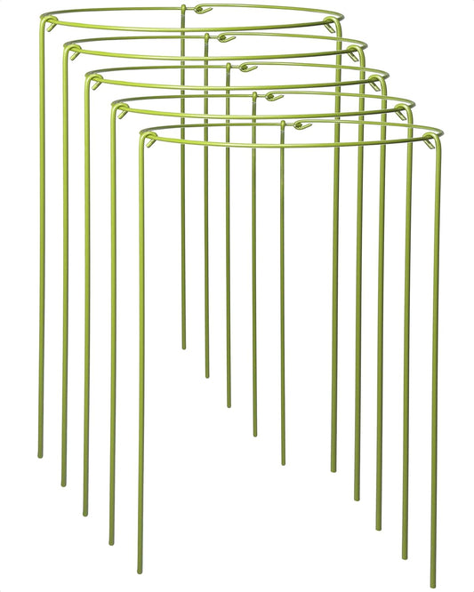 5-Pack Heavy Duty Plant Support Stakes, Metal Plant Ring Cages for Indoor Outdoor Plants, Adjustable Garden Stakes for Orchids, Monstera, Pothos, Hydrangea, Vines & Potted Plant (6" W x 11" H)