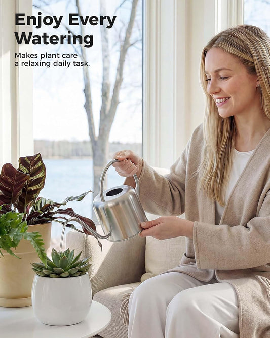 Metal Watering Can for Indoor Outdoor Plant 1L/35oz Silver