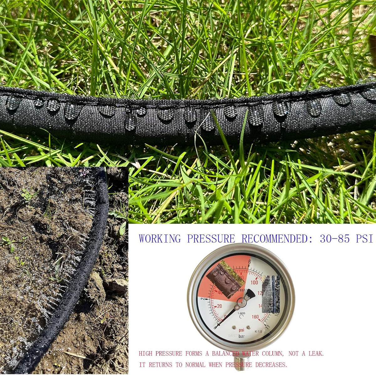 Flat Soaker Hose 25 FT for Garden Beds, 25Ft 1/2" Linkable Consistent Drip Irrigation Hose Save 80% Water, Leakproof Heavy Duty Double Layer Sprinkler Hose