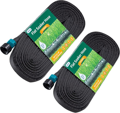 Flat Soaker Hose 25 FT for Garden Beds, 25Ft 1/2" Linkable Consistent Drip Irrigation Hose Save 80% Water, Leakproof Heavy Duty Double Layer Sprinkler Hose