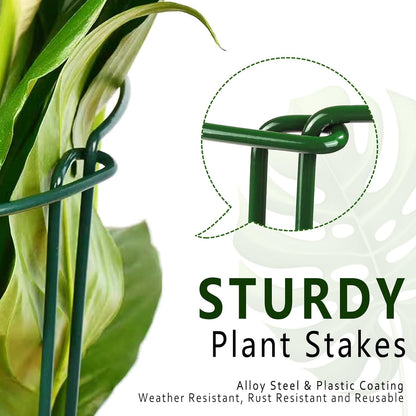 6 Pack Threaded Lock Metal Plant Support Stakes - 25" H Tall Peony Cage, Reusable Detachable Garden Ring for Hydrangea/Rose Bush/Potted Flowers, Indoor Outdoor Heavy Duty (10" W)