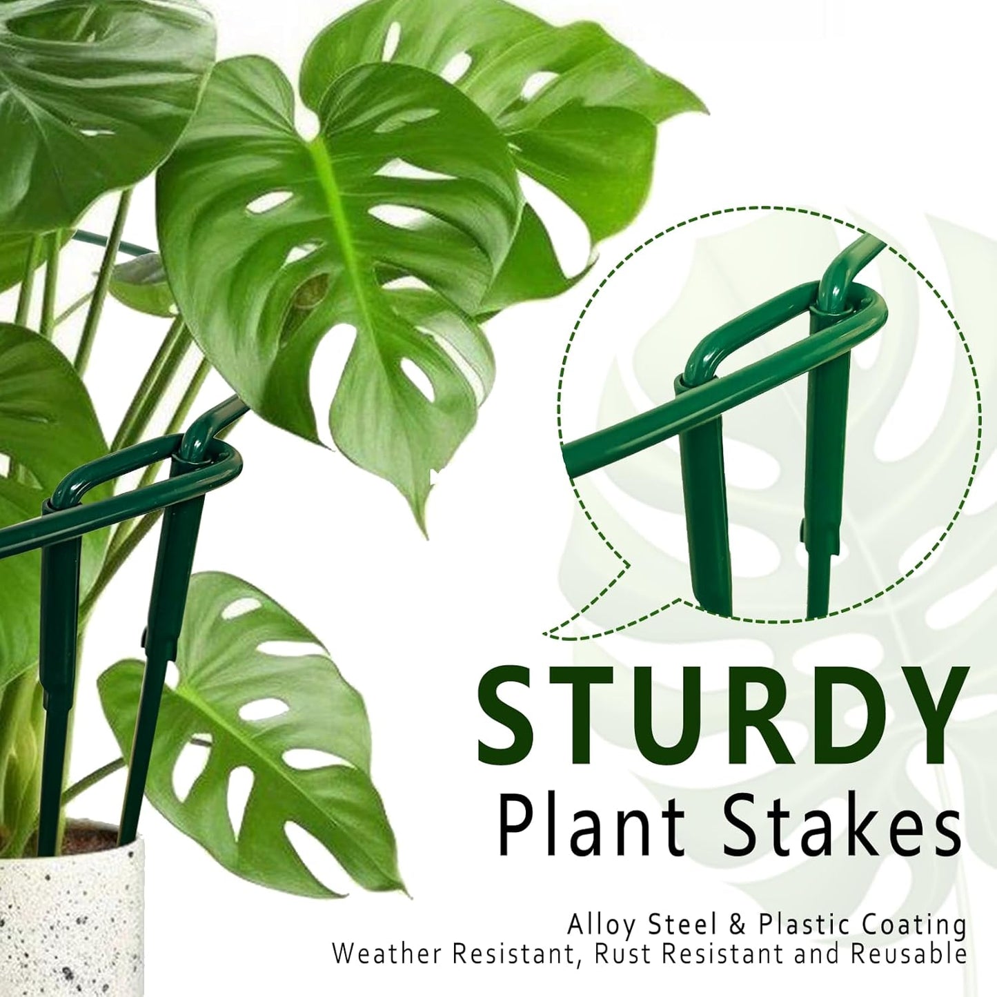 6 Pack Threaded Lock Metal Plant Support Stakes - 25" H Tall Peony Cage, Reusable Detachable Garden Ring for Hydrangea/Rose Bush/Potted Flowers, Indoor Outdoor Heavy Duty (10" W)