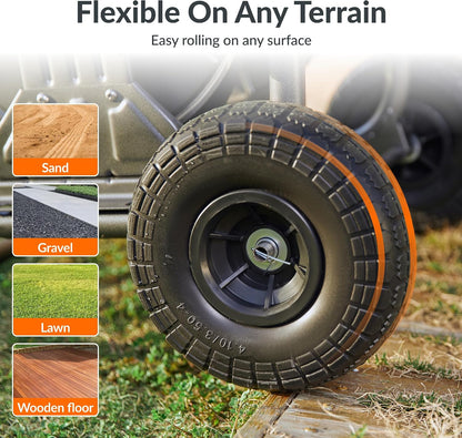 Garden Hose Reel Cart with Wheels, Heavy Duty Metal Water Hose Reel Cart, 200 ft of 1/2 Capacity, Mobile Hose Reel Cart for Outside