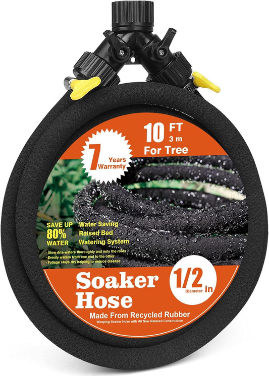 Soaker Hose for Tree Heavy Duty 10 FT Garden Ring Hose with Y Splitter (10FT)