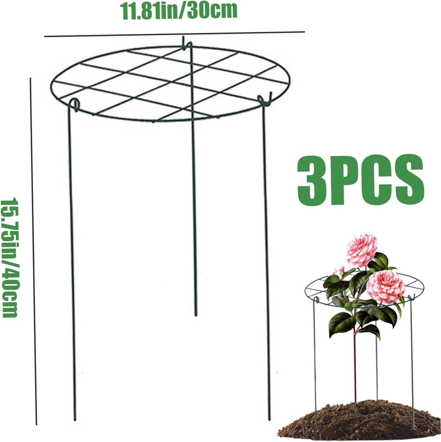 Peonies Support Cages, 6 Pack Peony Cages and Supports 30x40cm Plant Cages for Outdoor Plants Tomato Plant Support Plant Brace Flower Support Rings Hoops for Rose, Orchids