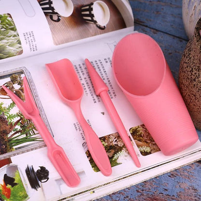 4 Pcs Set Mini Garden Soil Spoon Plastic Planting/Transplanting Garden Tool Set Indoor Mini Garden Plant Care Shovel Soil Cup Bucket Shovel Transplanting Tool
