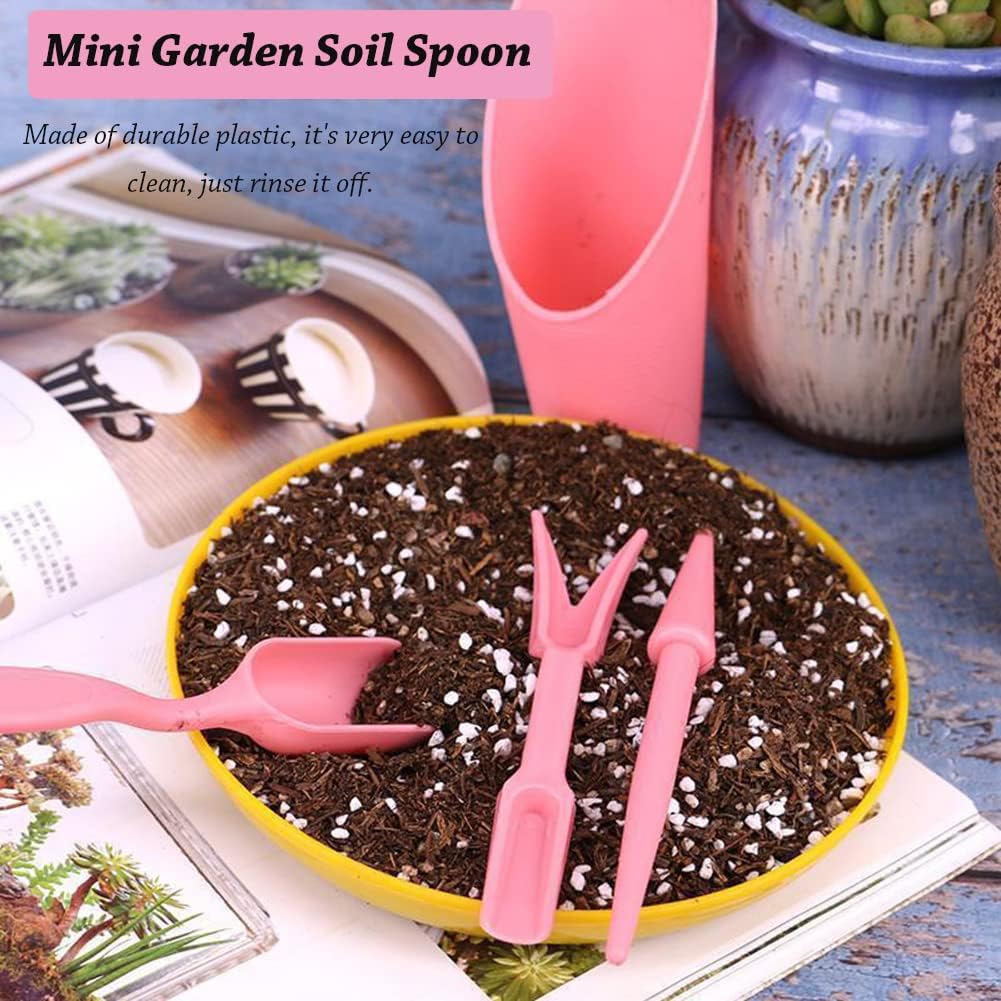 4 Pcs Set Mini Garden Soil Spoon Plastic Planting/Transplanting Garden Tool Set Indoor Mini Garden Plant Care Shovel Soil Cup Bucket Shovel Transplanting Tool