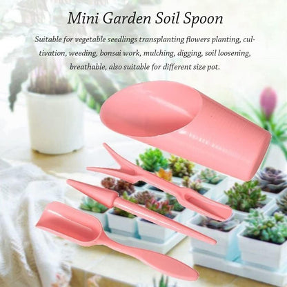 4 Pcs Set Mini Garden Soil Spoon Plastic Planting/Transplanting Garden Tool Set Indoor Mini Garden Plant Care Shovel Soil Cup Bucket Shovel Transplanting Tool