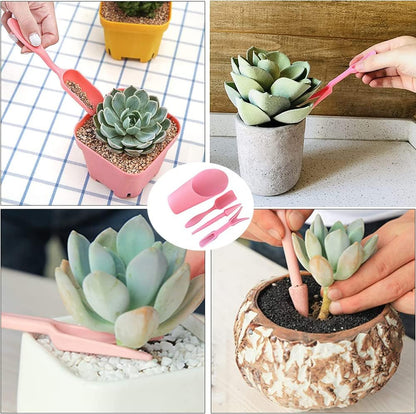 4 Pcs Set Mini Garden Soil Spoon Plastic Planting/Transplanting Garden Tool Set Indoor Mini Garden Plant Care Shovel Soil Cup Bucket Shovel Transplanting Tool