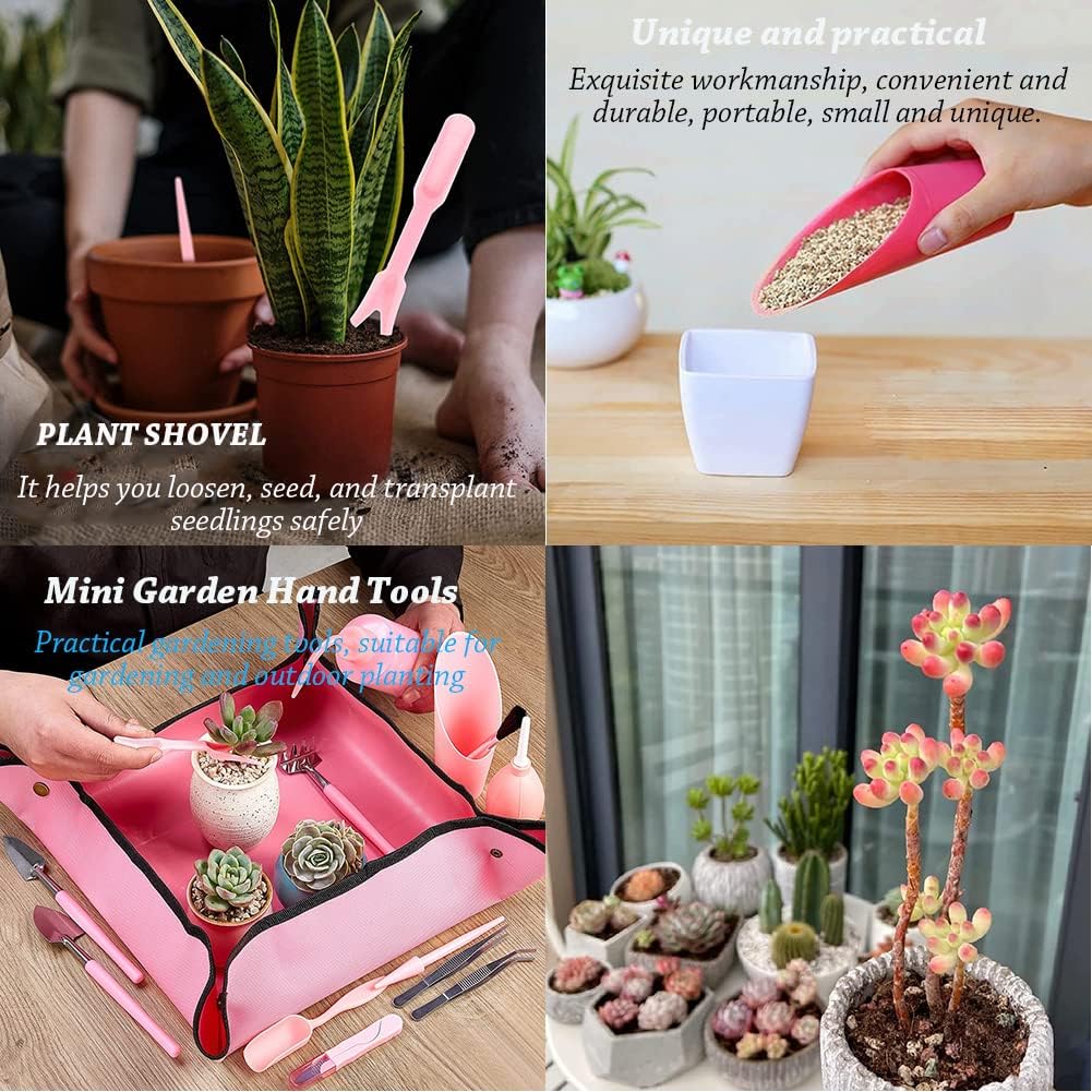 4 Pcs Set Mini Garden Soil Spoon Plastic Planting/Transplanting Garden Tool Set Indoor Mini Garden Plant Care Shovel Soil Cup Bucket Shovel Transplanting Tool