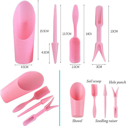 4 Pcs Set Mini Garden Soil Spoon Plastic Planting/Transplanting Garden Tool Set Indoor Mini Garden Plant Care Shovel Soil Cup Bucket Shovel Transplanting Tool