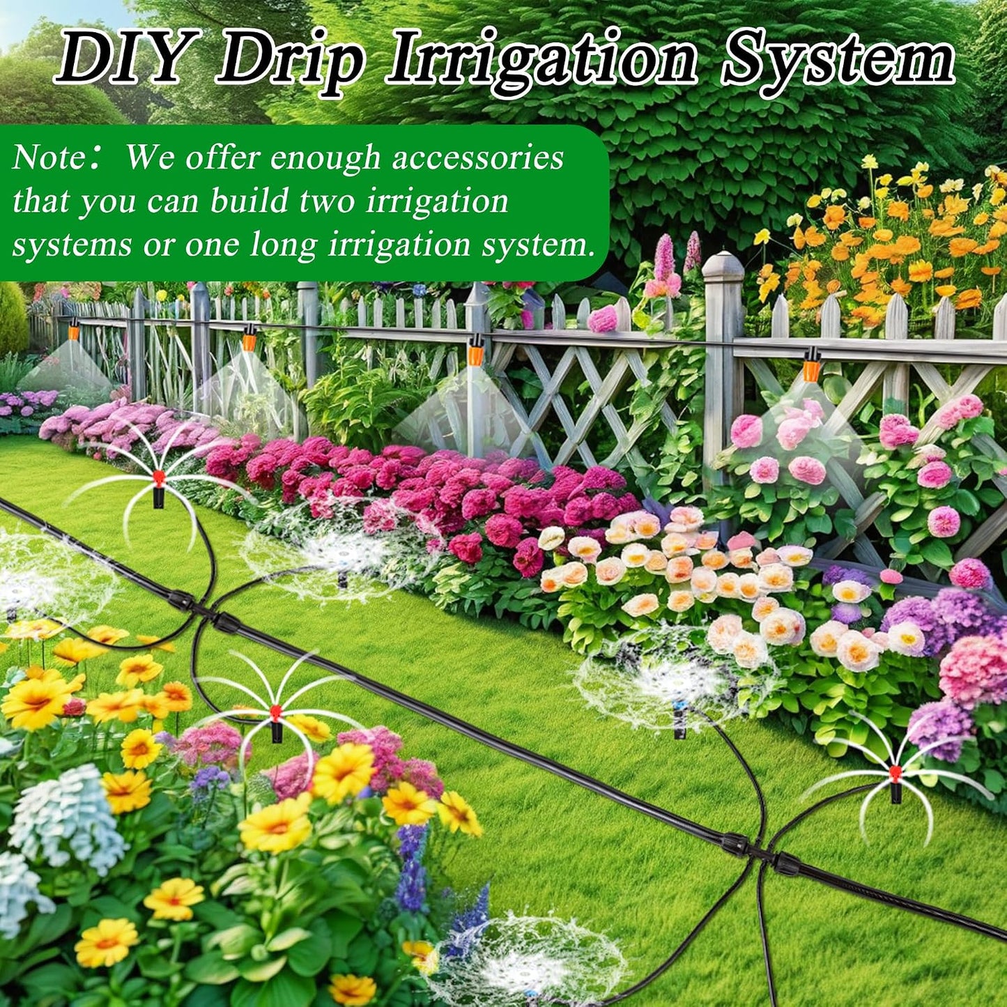 300 Pcs Barbed Connectors Drip Irrigation Fittings Kit, 1/4" Drip Irrigation Kit for Garden Flower Pot Greenhouse Lawn (Straight Barbs,Single Barbs,Tees,Elbows,End Plug,4-Way Coupling)
