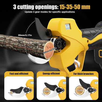 Electric Pruning Shears Cordless with 8FT Pole, Max Cutting Diameter 2.7 inch, 21V 2 * 2Ah, 1000w Brushless Motor, Working time 6-10 h, Electric Pruning Shears Suitable for Gardens, Orchards, Farms