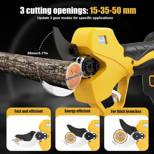 Electric Pruning Shears Cordless with 8FT Pole, Max Cutting Diameter 2.7 inch, 21V 2 * 2Ah, 1000w Brushless Motor, Working time 6-10 h, Electric Pruning Shears Suitable for Gardens, Orchards, Farms