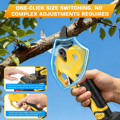 Electric Pruning Shears Cordless with 8FT Pole, Max Cutting Diameter 2.7 inch, 21V 2 * 2Ah, 1000w Brushless Motor, Working time 6-10 h, Electric Pruning Shears Suitable for Gardens, Orchards, Farms