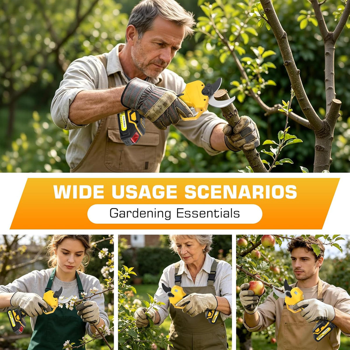 Electric Pruning Shears Cordless with 8FT Pole, Max Cutting Diameter 2.7 inch, 21V 2 * 2Ah, 1000w Brushless Motor, Working time 6-10 h, Electric Pruning Shears Suitable for Gardens, Orchards, Farms