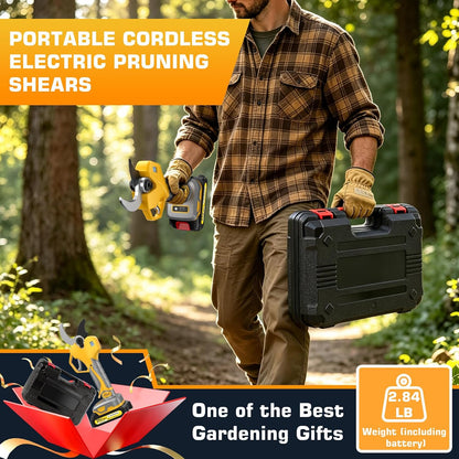 Electric Pruning Shears Cordless with 8FT Pole, Max Cutting Diameter 2.7 inch, 21V 2 * 2Ah, 1000w Brushless Motor, Working time 6-10 h, Electric Pruning Shears Suitable for Gardens, Orchards, Farms