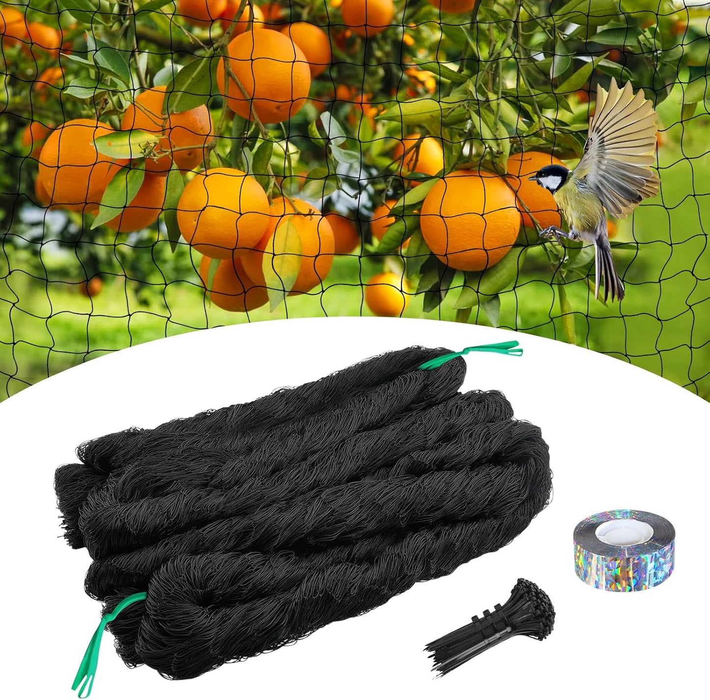 Bird Netting for Chicken Coop 25 X 50 Ft 1" Square Mesh Heavy Duty Chicken Run Netting Roof Cover Against Hawks, Eagles, Owls, UV Resistant, for Garden, Fruit Tree, Plant, Vegetable Protection