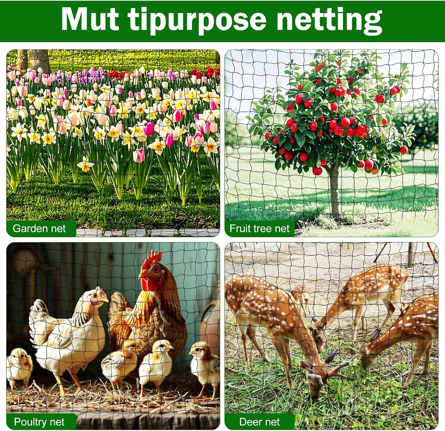 Bird Netting for Chicken Coop 25 X 50 Ft 1" Square Mesh Heavy Duty Chicken Run Netting Roof Cover Against Hawks, Eagles, Owls, UV Resistant, for Garden, Fruit Tree, Plant, Vegetable Protection