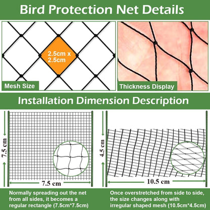 Bird Netting for Chicken Coop 25 X 50 Ft 1" Square Mesh Heavy Duty Chicken Run Netting Roof Cover Against Hawks, Eagles, Owls, UV Resistant, for Garden, Fruit Tree, Plant, Vegetable Protection