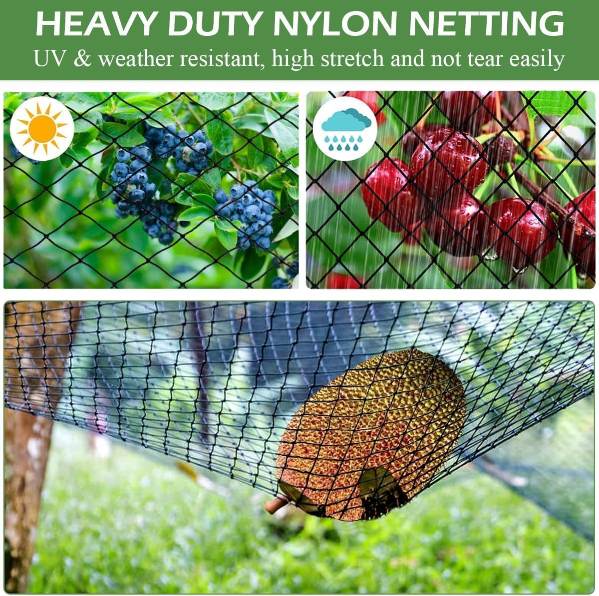 Bird Netting for Chicken Coop 25 X 50 Ft 1" Square Mesh Heavy Duty Chicken Run Netting Roof Cover Against Hawks, Eagles, Owls, UV Resistant, for Garden, Fruit Tree, Plant, Vegetable Protection