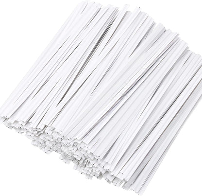 500 Pcs White Paper Twist Ties 5" Reusable Bread Ties Twisty-ties White Twist Ties Bag Ties Wire Ties for Bags Reusable Twist Tie for Party Cello Candy Bread Coffee Bags Cake Pops