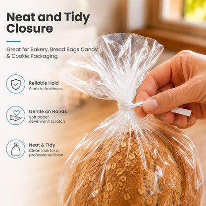 500 Pcs White Paper Twist Ties 5" Reusable Bread Ties Twisty-ties White Twist Ties Bag Ties Wire Ties for Bags Reusable Twist Tie for Party Cello Candy Bread Coffee Bags Cake Pops