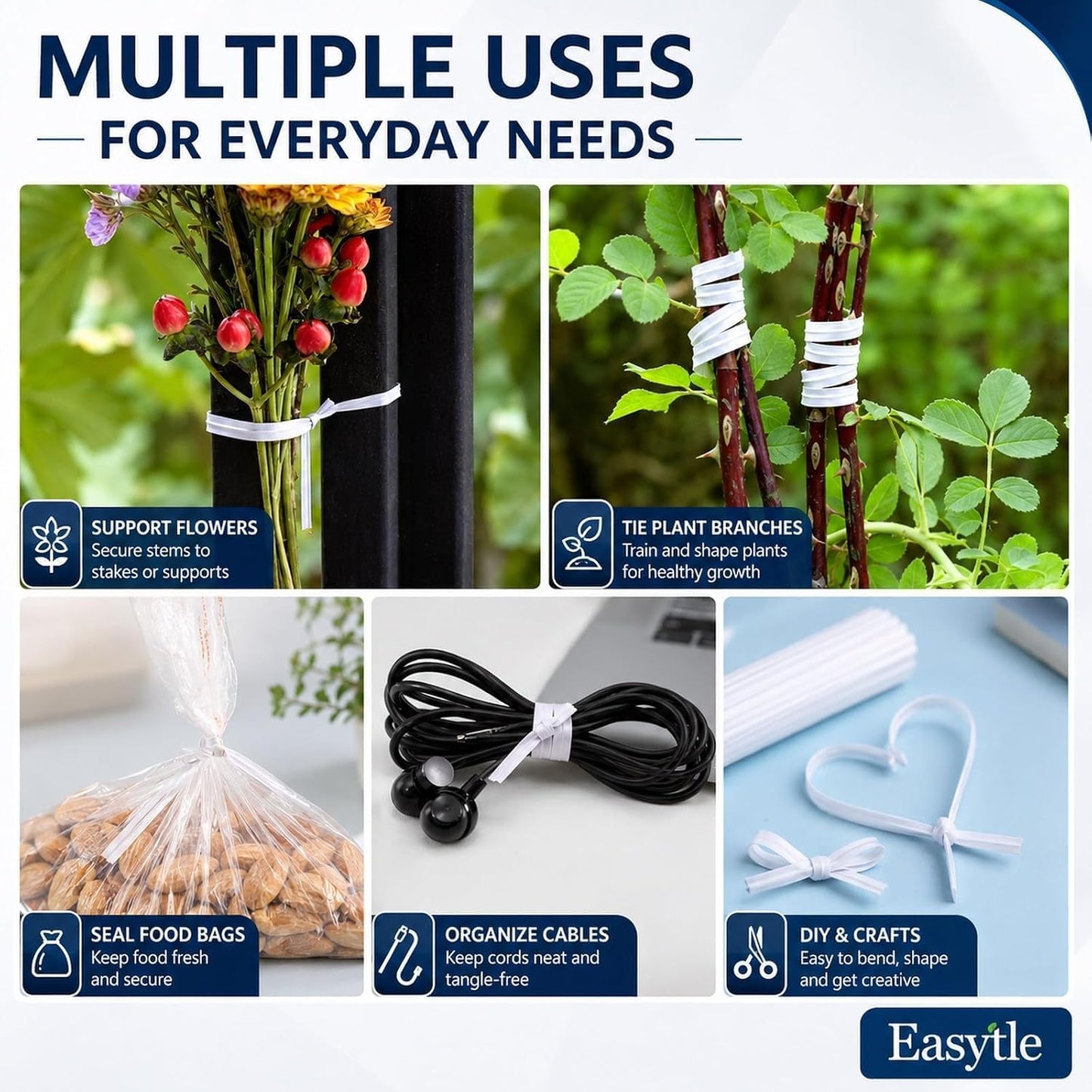 500 Pcs White Paper Twist Ties 5" Reusable Bread Ties Twisty-ties White Twist Ties Bag Ties Wire Ties for Bags Reusable Twist Tie for Party Cello Candy Bread Coffee Bags Cake Pops