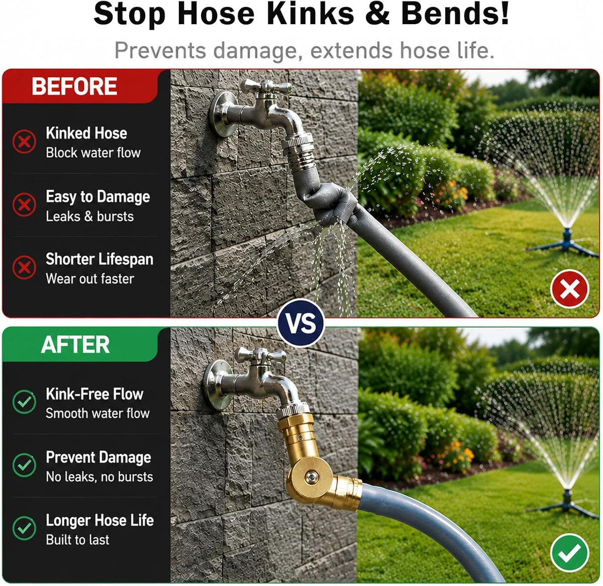 Swivel Hose Connector 180° & 360° Brass Garden Hose Swivel Connector