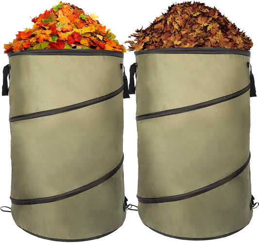 2 Pack 30 Gallon Collapsible Lawn and Leaf Bag Pop-Up Trash Can