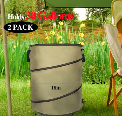 2 Pack 30 Gallon Collapsible Lawn and Leaf Bag Pop-Up Trash Can