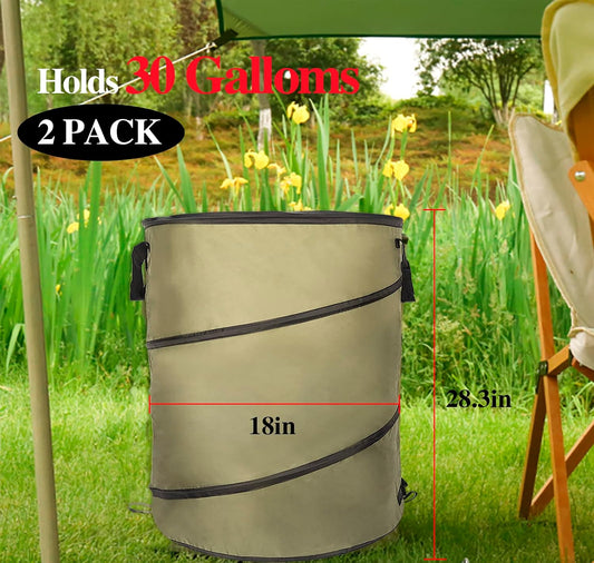 2 Pack 30 Gallon Collapsible Lawn and Leaf Bag Pop-Up Trash Can
