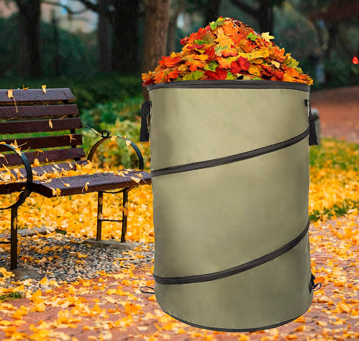 2 Pack 30 Gallon Collapsible Lawn and Leaf Bag Pop-Up Trash Can