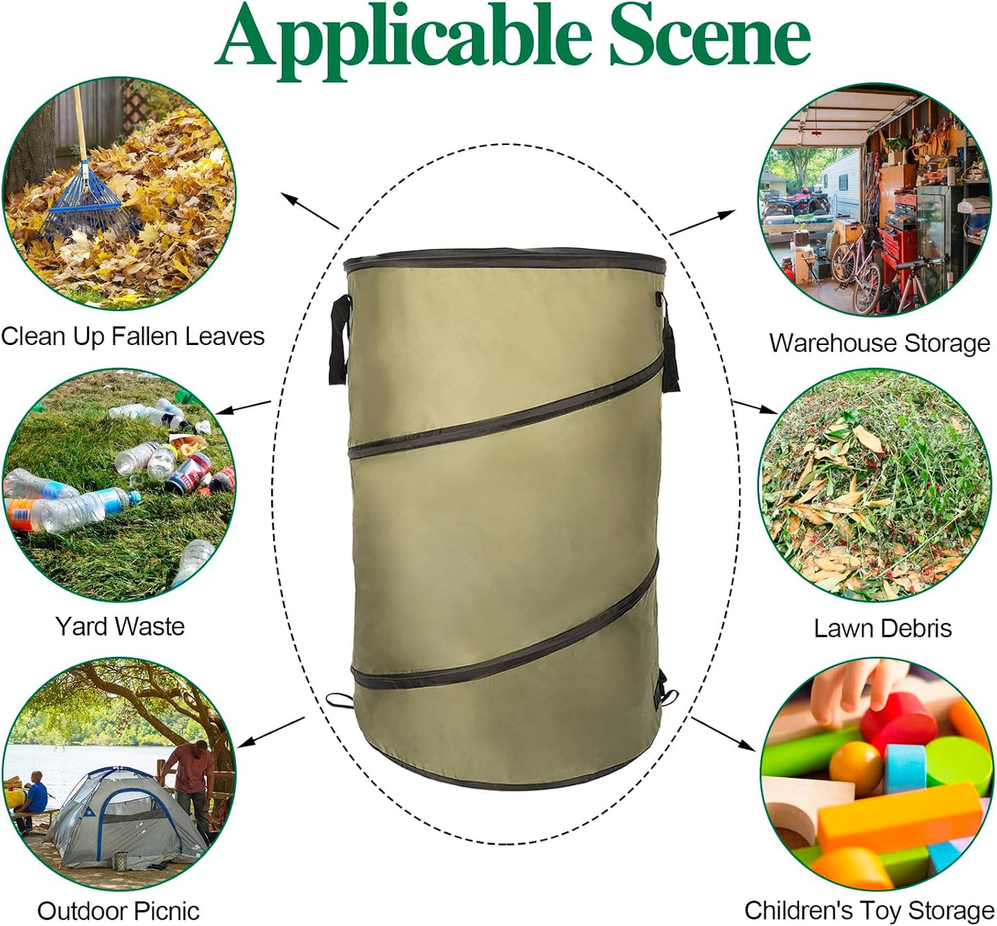 2 Pack 30 Gallon Collapsible Lawn and Leaf Bag Pop-Up Trash Can