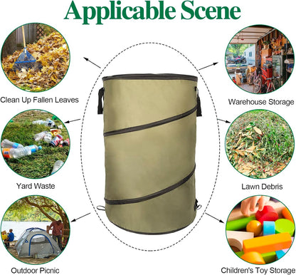 2 Pack 30 Gallon Collapsible Lawn and Leaf Bag Pop-Up Trash Can