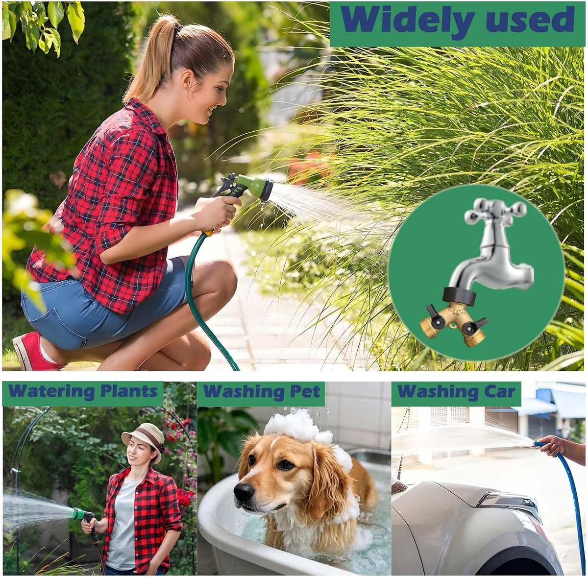 Garden Hose Splitter 2 Way Heavy Duty,Faucet Splitter, Outdoor Faucet Splitter, y Adapter for Water Hose, Water Spigot Splitter （1Pcs）