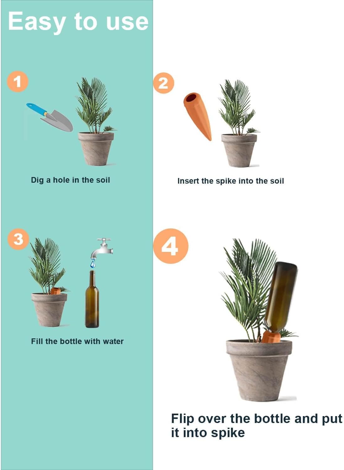 10pcs Terracotta Watering Spikes