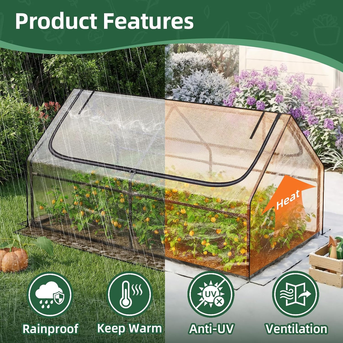 6x3x3FT Mini Greenhouse with 2 Large Zipper Doors for Outdoor