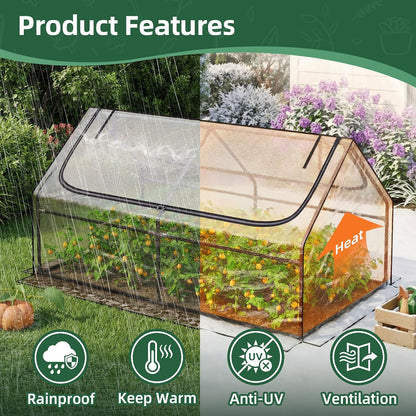 6x3x3FT Mini Greenhouse with 2 Large Zipper Doors for Outdoor