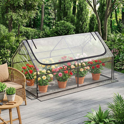 6x3x3FT Mini Greenhouse with 2 Large Zipper Doors for Outdoor
