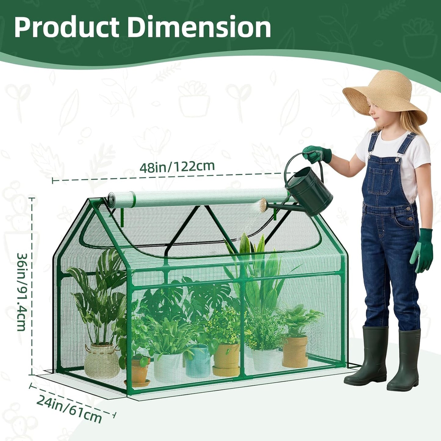 6x3x3FT Mini Greenhouse with 2 Large Zipper Doors for Outdoor